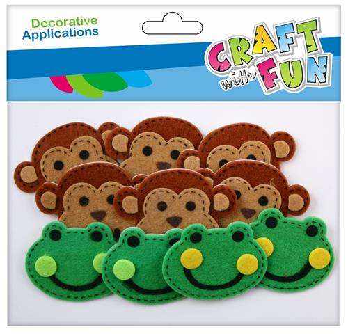 Decor-sticker 10 pcs felt Frog/Monkey