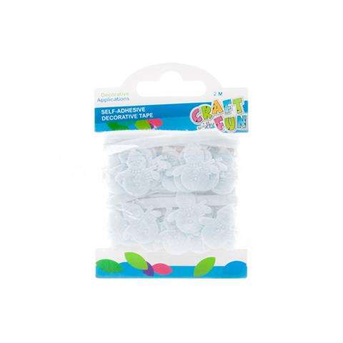 Decorative New Year Ribbon Snowman 2m/3cm White, Felt