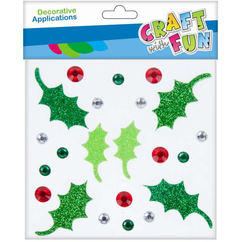 New Year's Decor-Sticker 23pcs. Shiny leaves with stones