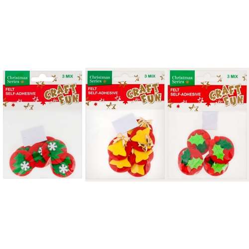 New Year Decor-Sticker Felt Berries+Bell+Trees, 3mix