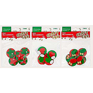 New Year Decor-Sticker Felt Star in Circle, 3Mix