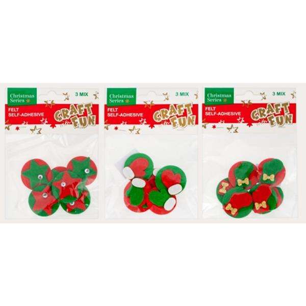 New Year Decor-Sticker Felt Star in Circle, 3Mix