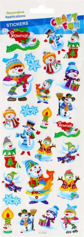 New Year Decor-Sticker 13x34cm Snowman MIX