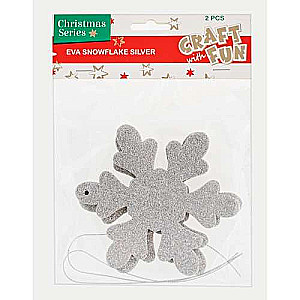 New Year Decoration Snowflake 2 pcs. Silver