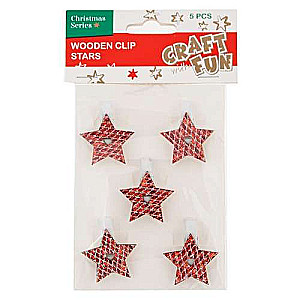 New Year's decor clips 5pcs. Tree Stars