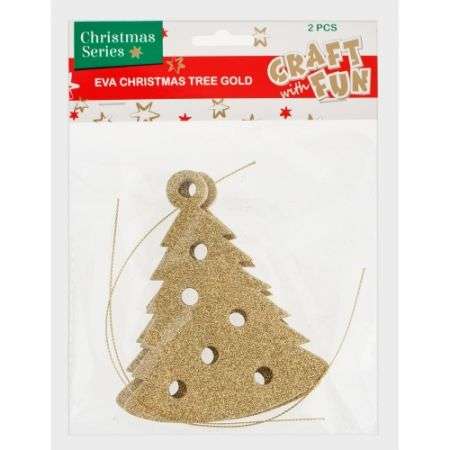 New Year decoration 2pcs. Golden Christmas tree