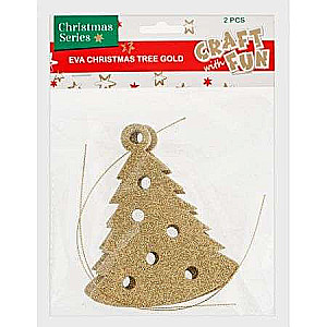 New Year decoration 2pcs. Golden Christmas tree