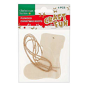 New Year decor 4 pcs. Boot wooden