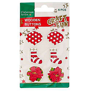 New Year Decor-Button 6 pcs Wooden New Year Accessories