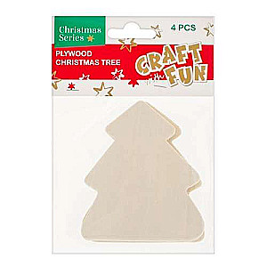 New Year decor Christmas tree 4 pcs wood