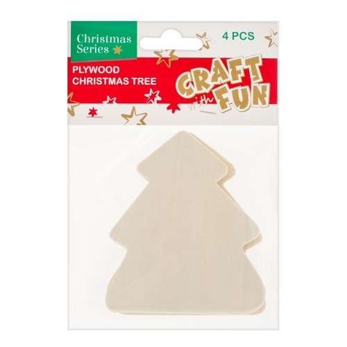 New Year decor Christmas tree 4 pcs wood