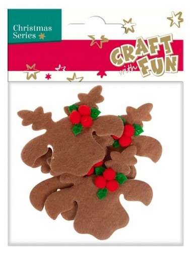 New Year Decor - Felt Sticker 4 pcs. Head of a Reindeer