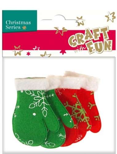 New Year decor 4 pcs felt mittens/gloves
