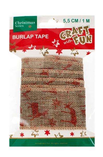 Christmas decorative ribbon Reindeer 5cm/1m red pattern