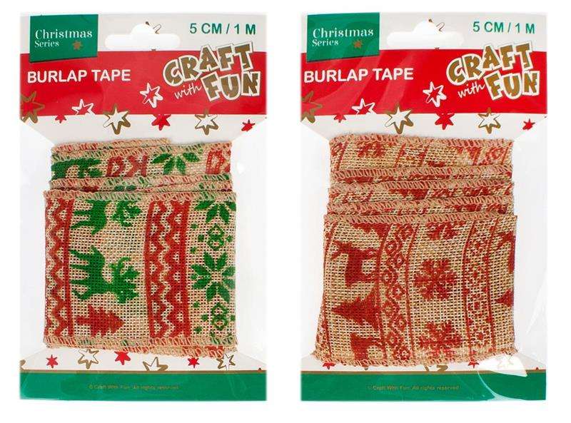 Christmas decorative ribbon Deer 5cm/1m green pattern