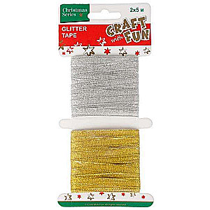 Decorative ribbon 2 pcs., gold/silver