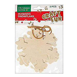 New Year decor Snowflake 3 pcs. wood