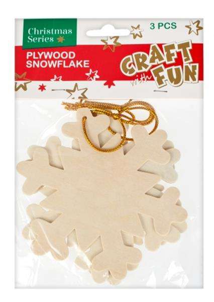 New Year decor Snowflake 3 pcs. wood