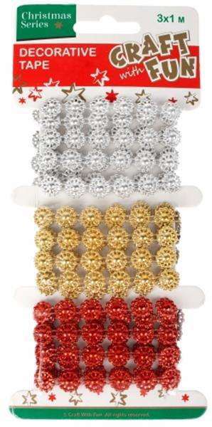 Decorative ribbon 3col.x1m metallized