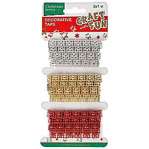 Decorative Ribbon 3colorsx1m Metallic