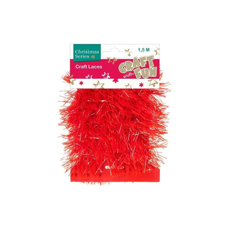 Decorative ribbon 1.5m red with glitter