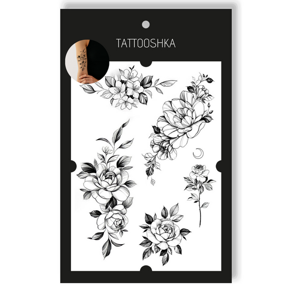Tattoo - Temporary Sticker Graphic Peonies 15.5x21cm