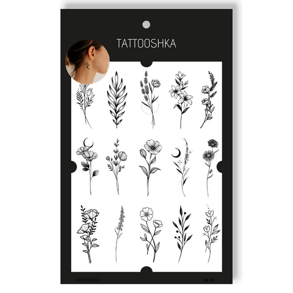 Tattoo - temporary sticker of a branch with flowers 15.5x21cm