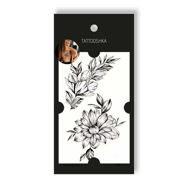 Tattoo - Temporary Sticker Flowers with Branch 10.5x6cm
