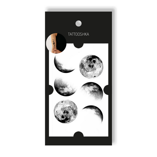 Tattoo - Temporary Sticker of the Phases of the Moon 10.5x6cm