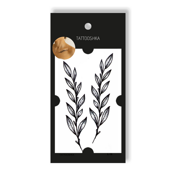 Tattoo - temporary sticker Two branches with leaves 10.5x6cm
