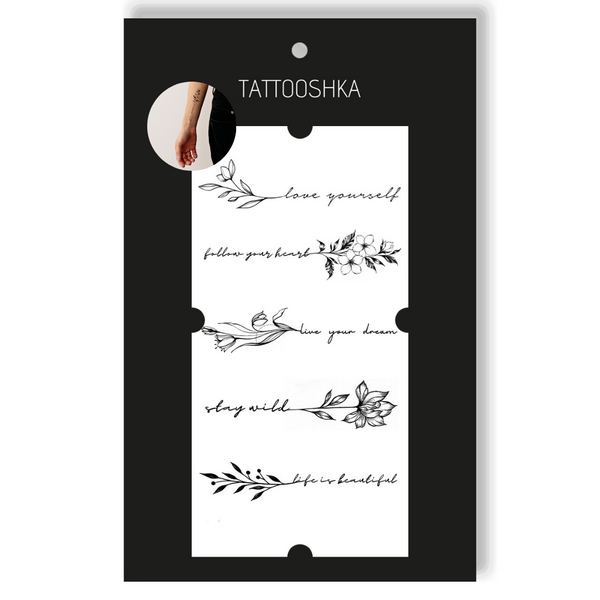 Tattoo - temporary sticker Branches with phrases 15.5x21cm