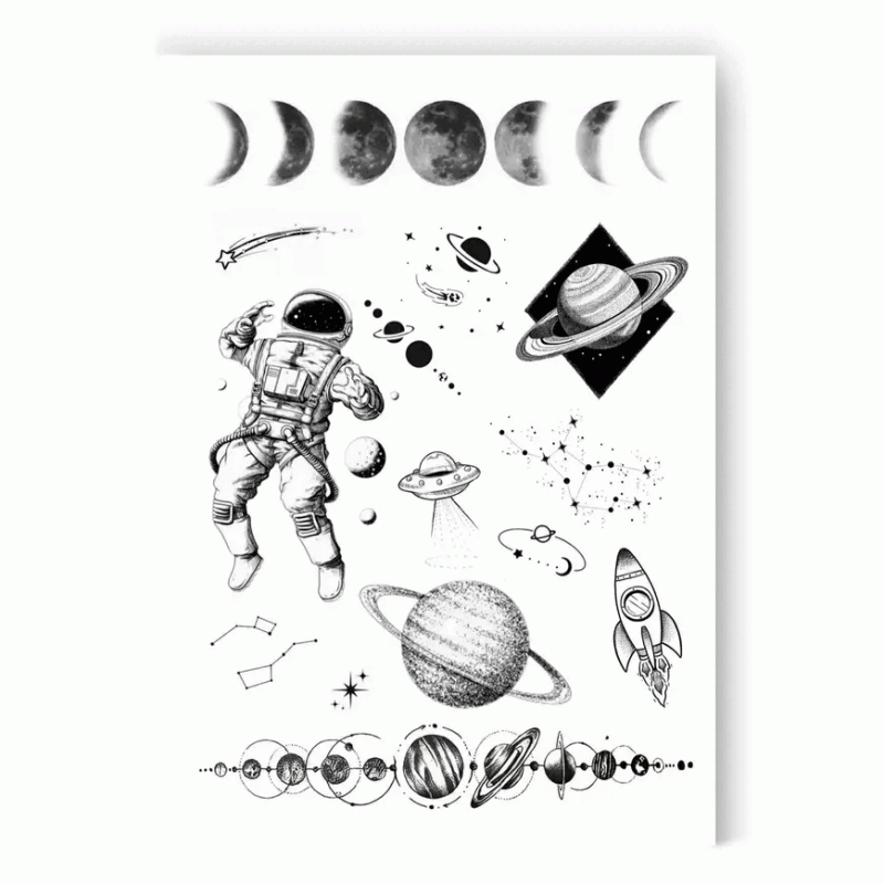 Tattoo - disposable sticker Space and planets 15.5x21cm