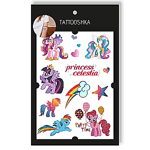 Tattoo - temporary sticker Princess Celestia with sequins 15.5x21cm