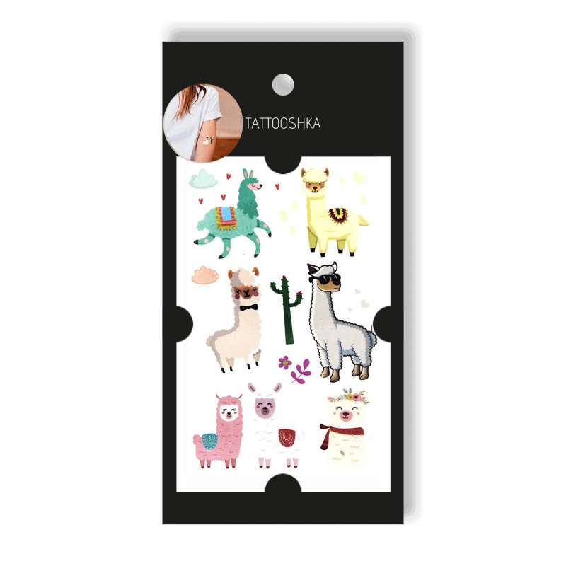 Tattoo - disposable sticker of a Llama 10.5x6cm