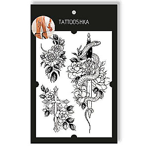 Tattoo - Temporary Sticker Snake with Flowers 15.5x21cm