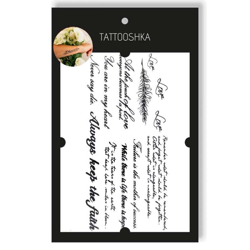 Tattoo - temporary sticker 10+ inscriptions 15.5x21cm