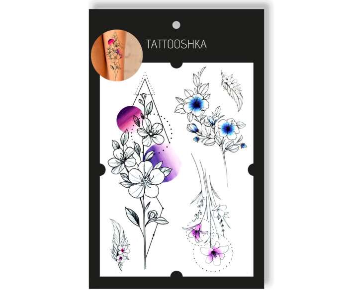 Tattoo - Disposable Sticker Geometric Flowers 15.5x21cm