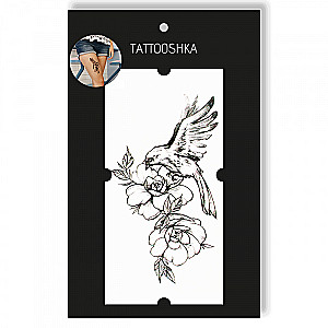 Tattoo - Disposable Sticker Flowers with Bird 15.5x21cm