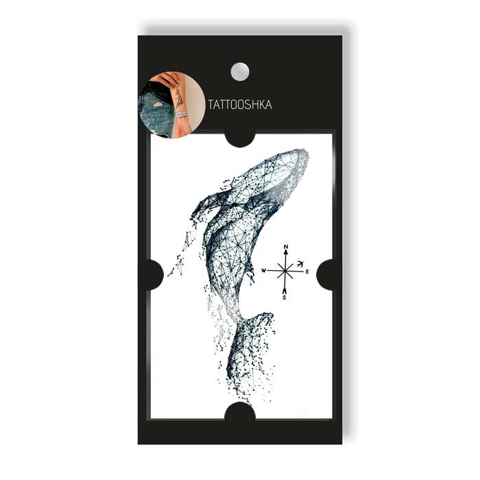 Tattoo - Temporary Sticker Whale 10.5x6cm