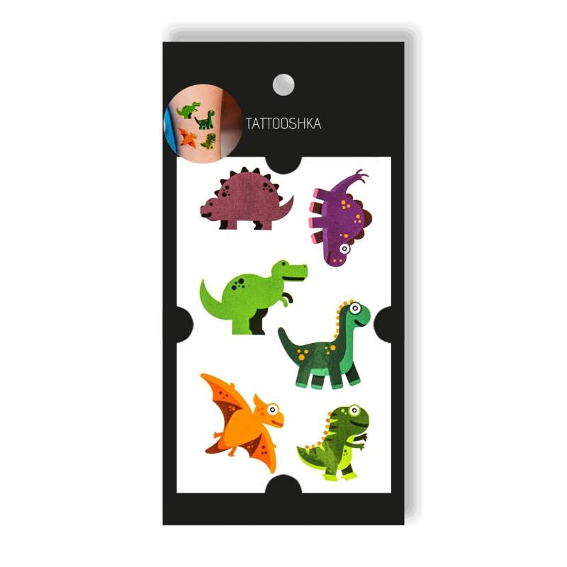 Tattoo - Temporary Sticker Purple Dinosaurs 10.5x6cm