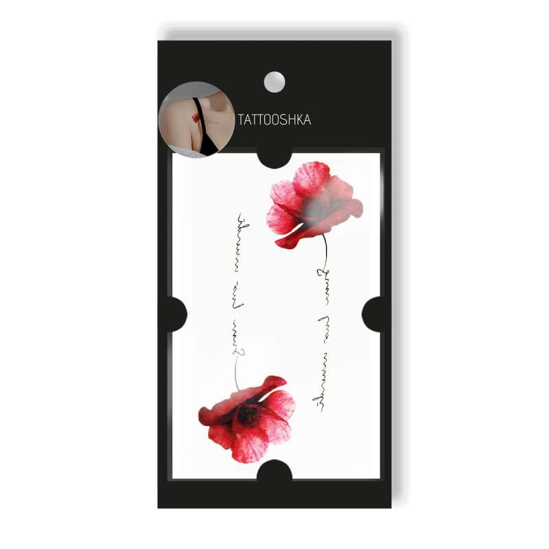 Tattoo - disposable sticker Red Poppies 10.5x6cm