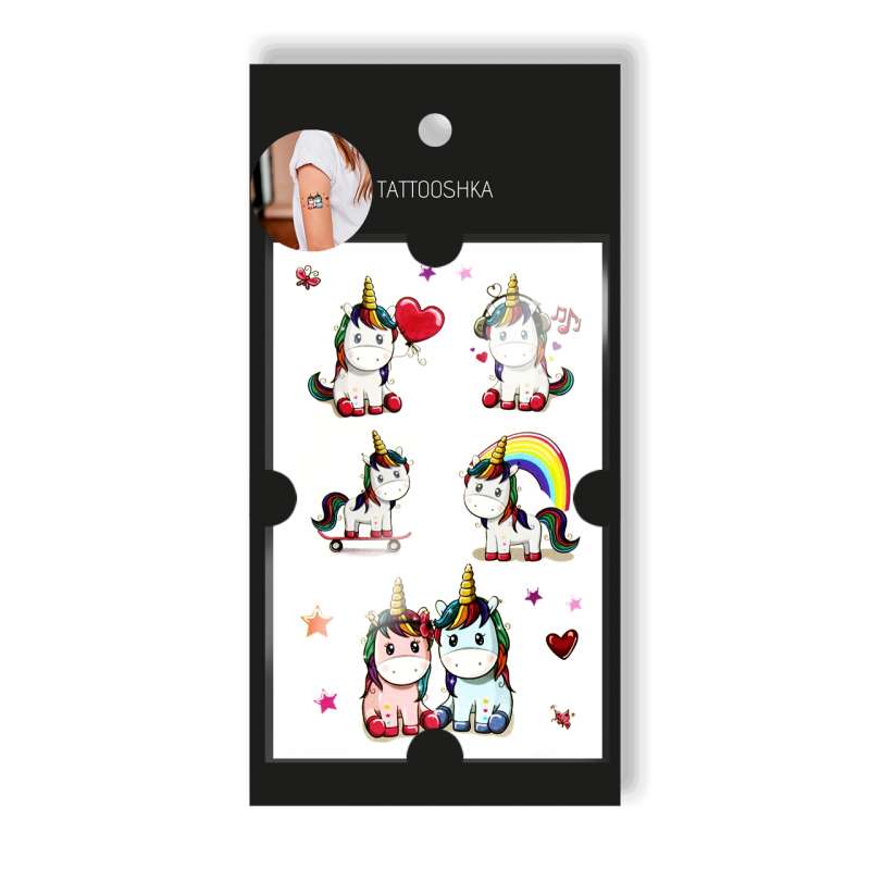 Tattoo - Temporary Sticker Friendly Unicorns 10.5x6cm