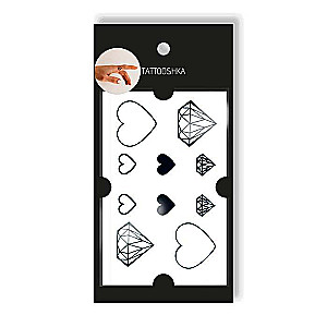 Tattoo - temporary sticker Hearts with diamonds 10.5x6cm