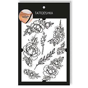Tattoo - Temporary Sticker Peonies with Branches 15.5x21cm