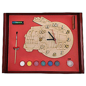 Clock with a dial for painting - Fire truck with paints