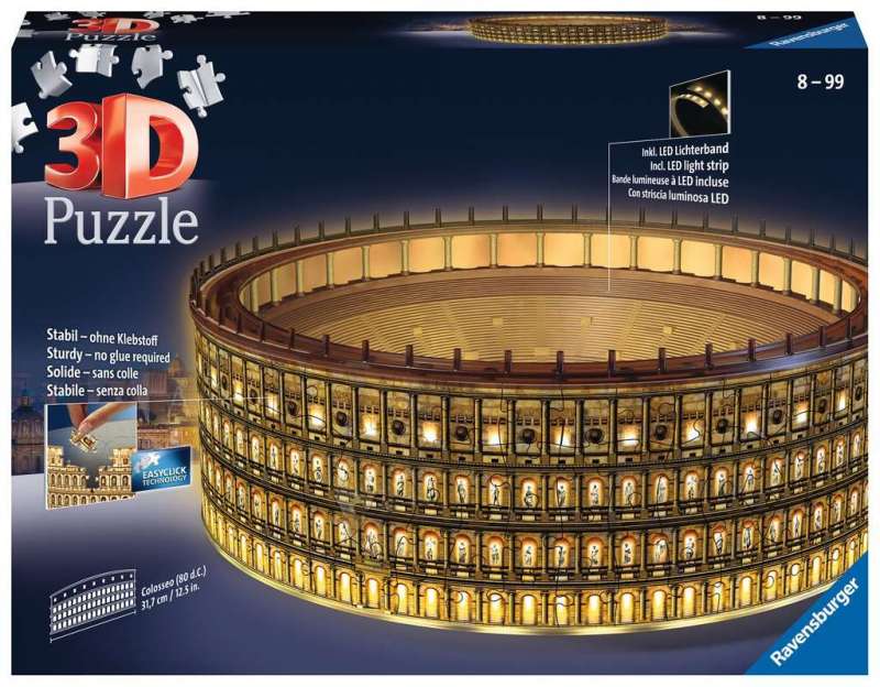 3D dėlionė - Kolosėjus naktį su apšvietimu