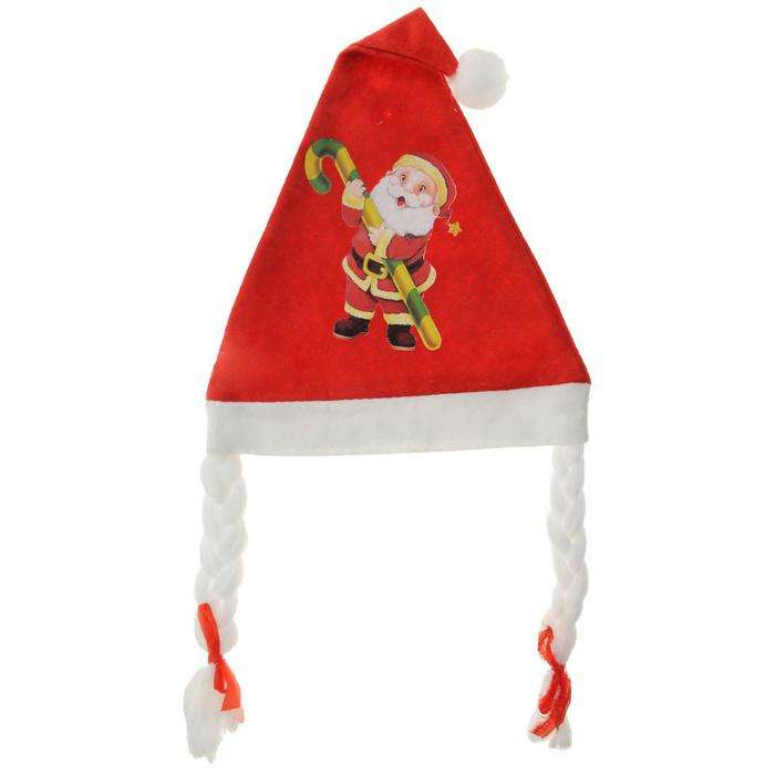 New Year's Cap Santa Claus with Braids, 40x27 cm, mix