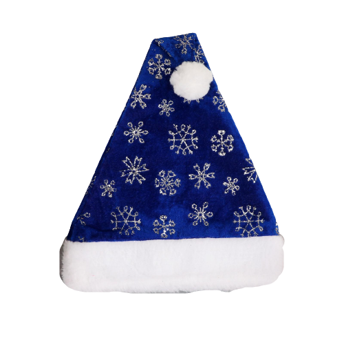 New Year Hat Snowfall with Fur Trim, 29x40 cm, Blue