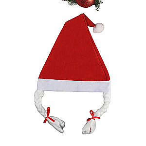 New Year Hat Classic Braids 37x27 cm, red