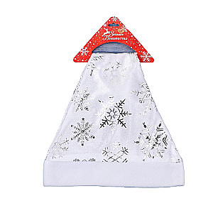 New Year Hat White with Snowflakes 28x38 cm, white